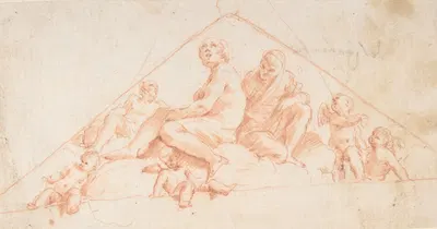 Seated Apostles and Putti by Giovanni Lanfranco — digital art print download