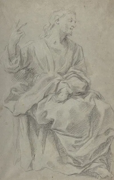 Seated Draped Male Figure by Giovanni Lanfranco, 1582–1647 — digital art print download