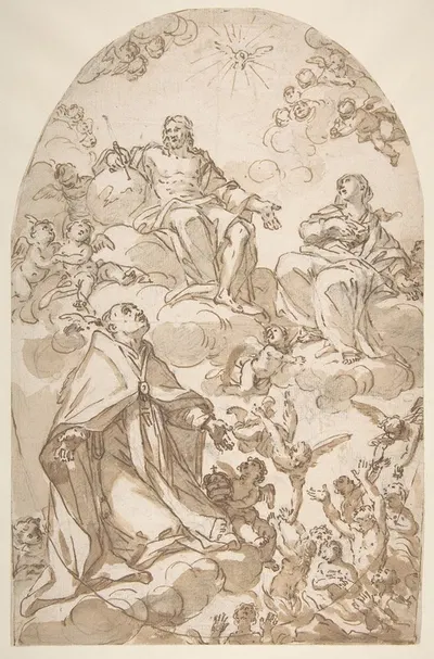Saint Gregory the Great Interceding for Souls in Purgatory by Giovanni Odazzi, 1663–1731 — digital art print download