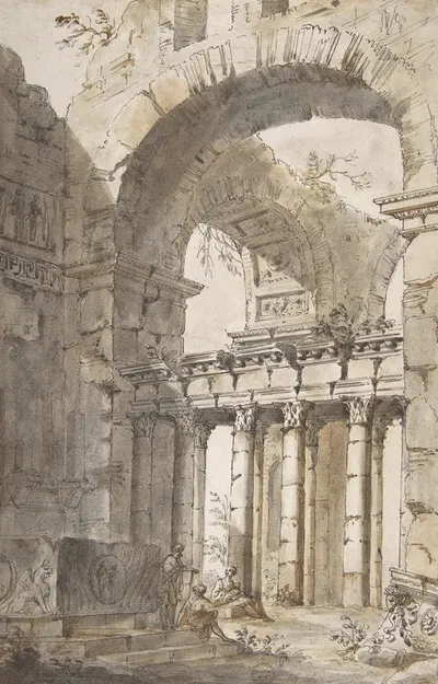 Ruins of a Basilica or Mausoleum by Джованни Паоло Панино, 1691–1765 — digital art print download