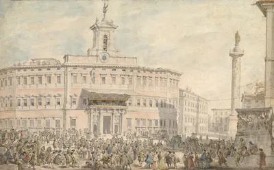 The Lottery in Piazza di Montecitorio by Джованни Паоло Панино, 1743–1744 — digital art print download