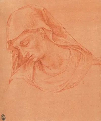 Head of a Mourning Woman in Profile to the Left by Girolamo Macchietti — digital art print download