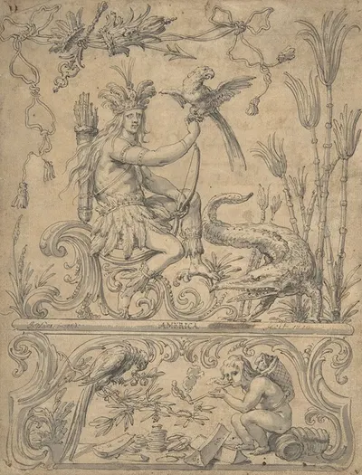 Allegory of America, from the Four Continents by Godfried Maes — digital art print download