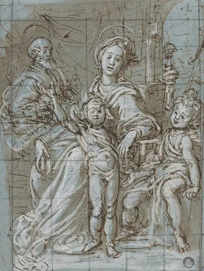 Holy Family with the Infant St. John the Baptist by Gregorio Pagani — digital art print download