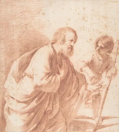 Saint Joseph Seen with his Flowering Staff, which is Held by the Christ Child by Guercino, 1591–1666 — digital art print…