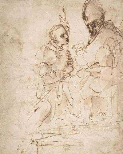 Youth Kneeling before a Prelate by Guercino — digital art print download