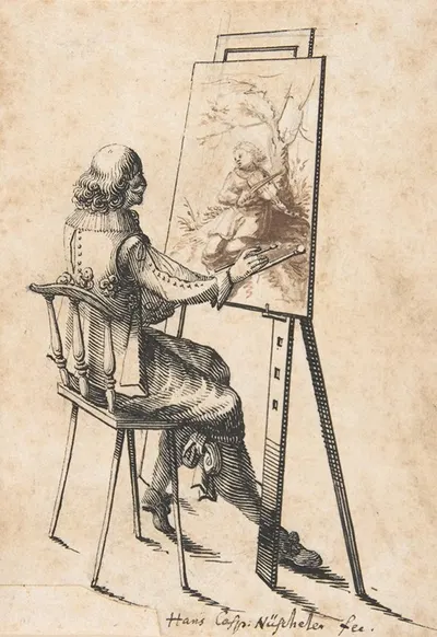 A Painter at his Easel by Hans Caspar Nüscheler — digital art print download