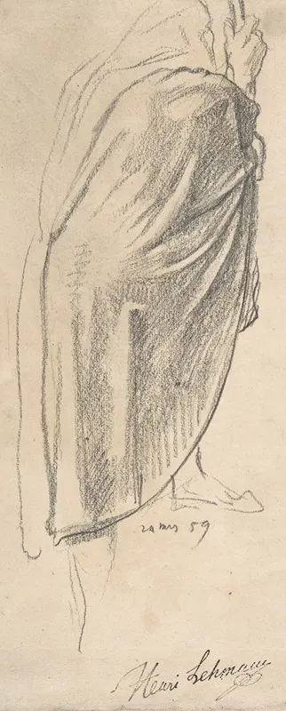 Back View of a Draped Male Figure Holding a Staff by Henri Lehmann, 1859 — digital art print download