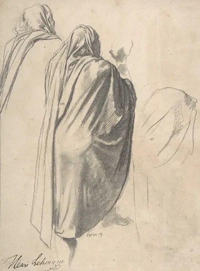 Back View of a Male Figure Wearing a Cloak by Henri Lehmann, 1859 — digital art print download