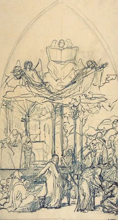 Composition Study with Figures Distributing Bread by Henri Lehmann — digital art print download