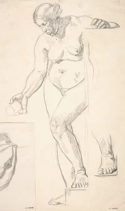 Standing Nude Female Figure by Henri Lehmann — digital art print download
