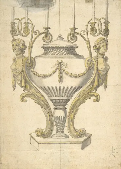 Candelabrum in the form of an Urn Clasped by Carytides and Candle Branches by Henry Holland, 1760–1806 — digital art print…