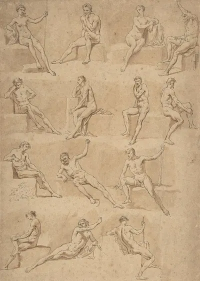 Figure Studies by Юбер-Франсуа Гравло — digital art print download