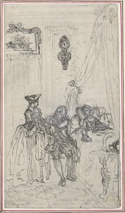 Study for a frontispiece for 'Histoire de Miss Jenny' by Юбер-Франсуа Гравло — digital art print download