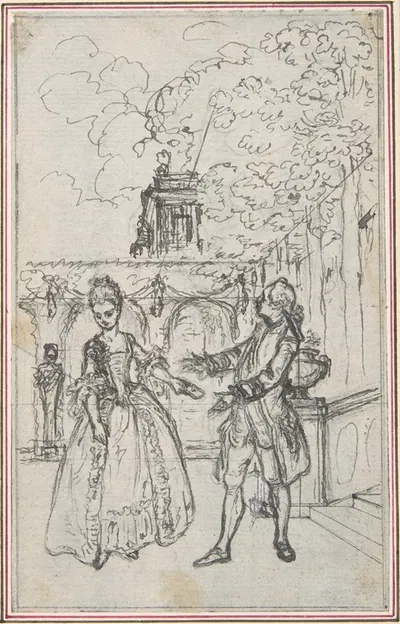 Design for a Scene in de Laujon's 'L'Amoureux de quinze ans, ou la Double-Fête..' by Юбер-Франсуа Гравло — digital art…