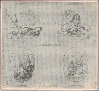 Four Small Allegories by Юбер-Франсуа Гравло — digital art print download