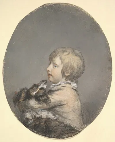 William Evelyn of St Clere, Kent, Holding a Spaniel by Хью Дуглас Гамильтон — digital art print download