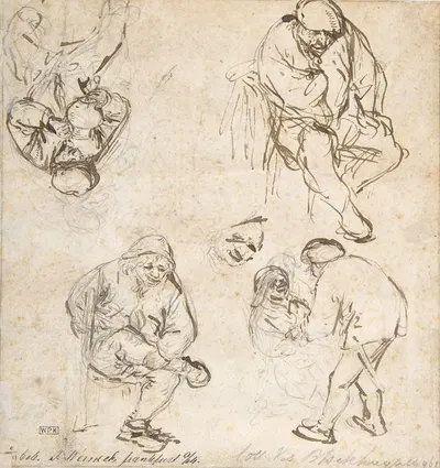 Six Studies of Peasants by Исаак ван Остаде — digital art print download