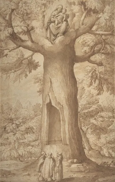 The Beech Tree of the Madonna at La Verna by Якопо Лигоззи — digital art print download