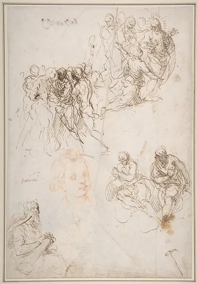 Figure Studies; The Arrest of Christ, Christ and the Canaanite Woman, Seated Male Figures, and Head of a Child by Якопо…