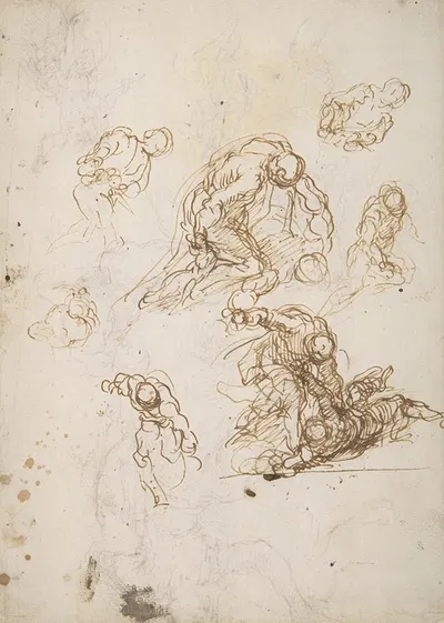 Studies for Cain Slaying Abel by Якопо Пальма юный, 1548–1628 — digital art print download