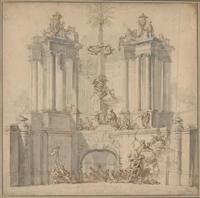 Fireworks Display for the Convalescence of Louis XV by Жак де Лажу, 1726 — digital art print download