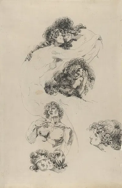 Studies of Lovers Embracing by James Jefferys, 1779 — digital art print download
