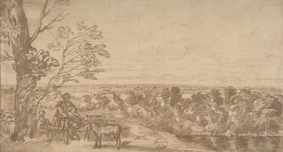 Landscape with figures by Ян Лиевенс — digital art print download