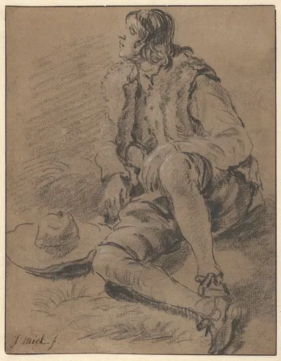 A Young Man Seated on the Ground by Ян Миль — digital art print download