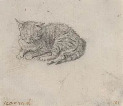 Study of a Sleeping Cat by Ян Миль — digital art print download
