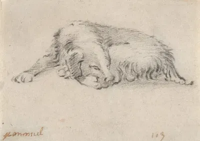 Study of a Sleeping Dog by Ян Миль — digital art print download