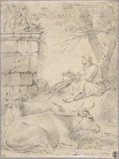 Artist Drawing in an Italianate Landscape by Ян ван Оссенбек — digital art print download