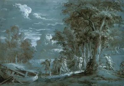 Landscape with a Scene from Fénelon's Télémaque by Жан-Жак Лагрене, 1780 — digital art print download