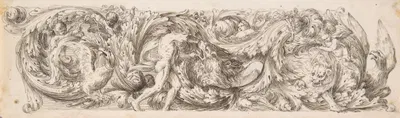 Frieze with Acanthus Scrolls and a Man fighting a Lion by Жан Ле Потр — digital art print download