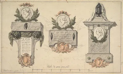 Three Designs for a Funerary Monument or Epitaph it. by Жан-Мишель Моро ле Жён — digital art print download