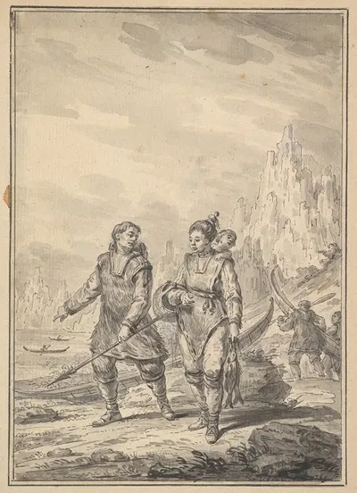 A Fisherman and his Family by Жан-Батист Лё Пренс, 1769 — digital art print download