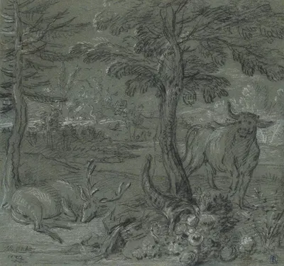 Acheloüs Transformed into a Bull by Jean-Baptiste Oudry, 1732 — digital art print download