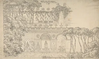 Grotto under a Terrace by Jean-Baptiste-Cicéron Lesueur, 1817 — digital art print download