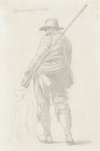 Roman Hunter with his Dog, seen from the Back by Йохан Томас Лундбю, 1845 — digital art print download