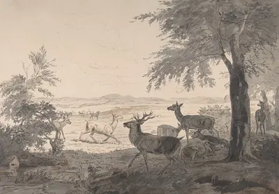 View of Dyrehaven by Йохан Томас Лундбю, 1838 — digital art print download