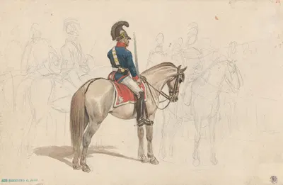 A Group of Mounted Officers by Иоганн Адам Кляйн — digital art print download