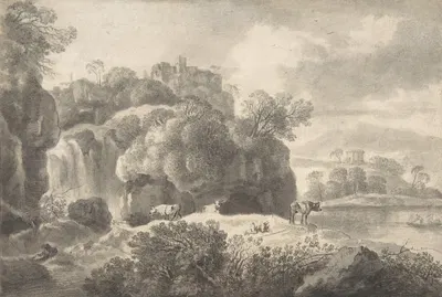 Ideal Landscape with a Shepherd and Cows by Иоганн Кристиан Кленгель, 1770–1824 — digital art print download