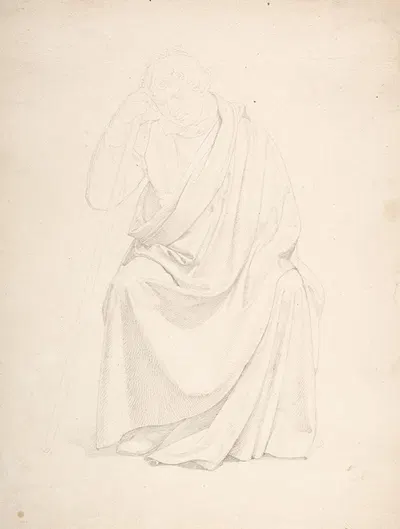 A Drapery Study of a Seated Man early by Иоганн Фридрих Обербек — digital art print download