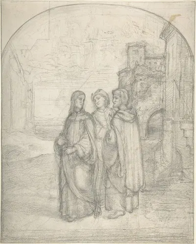 Christ and the Pilgrims of Emmaus by Иоганн Генрих Фердинанд Оливье — digital art print download