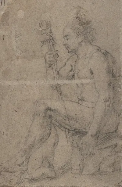 Seated Male Nude by Иоганн Лисс — digital art print download