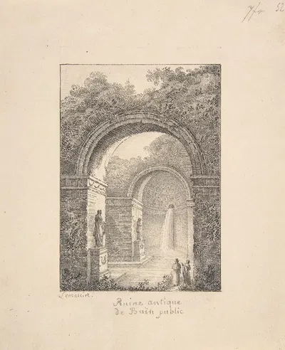 Classical Ruins; A Public Bath by Жозеф Роз Лемерсье — digital art print download
