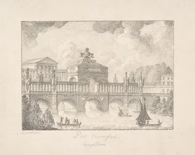 Design for a Triumphal Bridge by Joseph Rose Lemercier — digital art print download