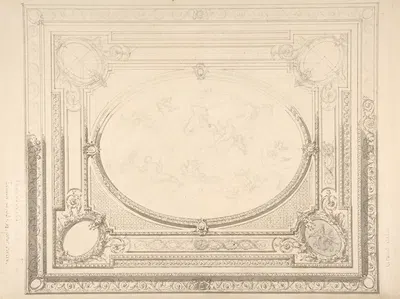 Design for a ceiling; the Grand Salon by Жюль-Эдмон-Шарль Лашаиз — digital art print download