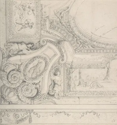 Design for Ceiling at Fontainebleau by Жюль-Эдмон-Шарль Лашаиз — digital art print download