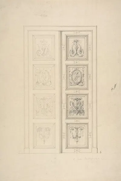 Design for double doors in a house at 18 rue Matignon by Жюль-Эдмон-Шарль Лашаиз — digital art print download